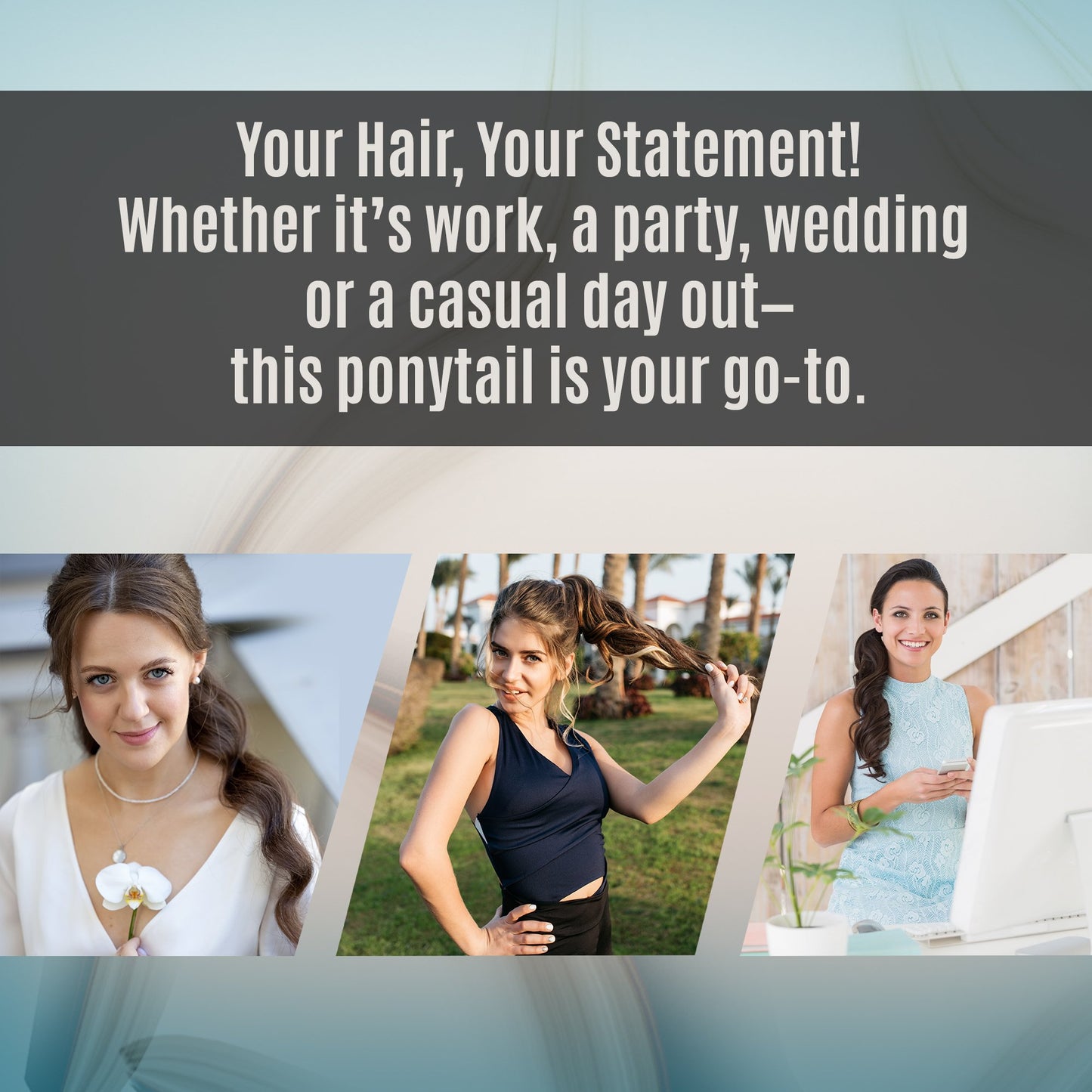 Rene of Paris Beachwave Ponytail Hair Extension – Medium Brown Synthetic Clip-In