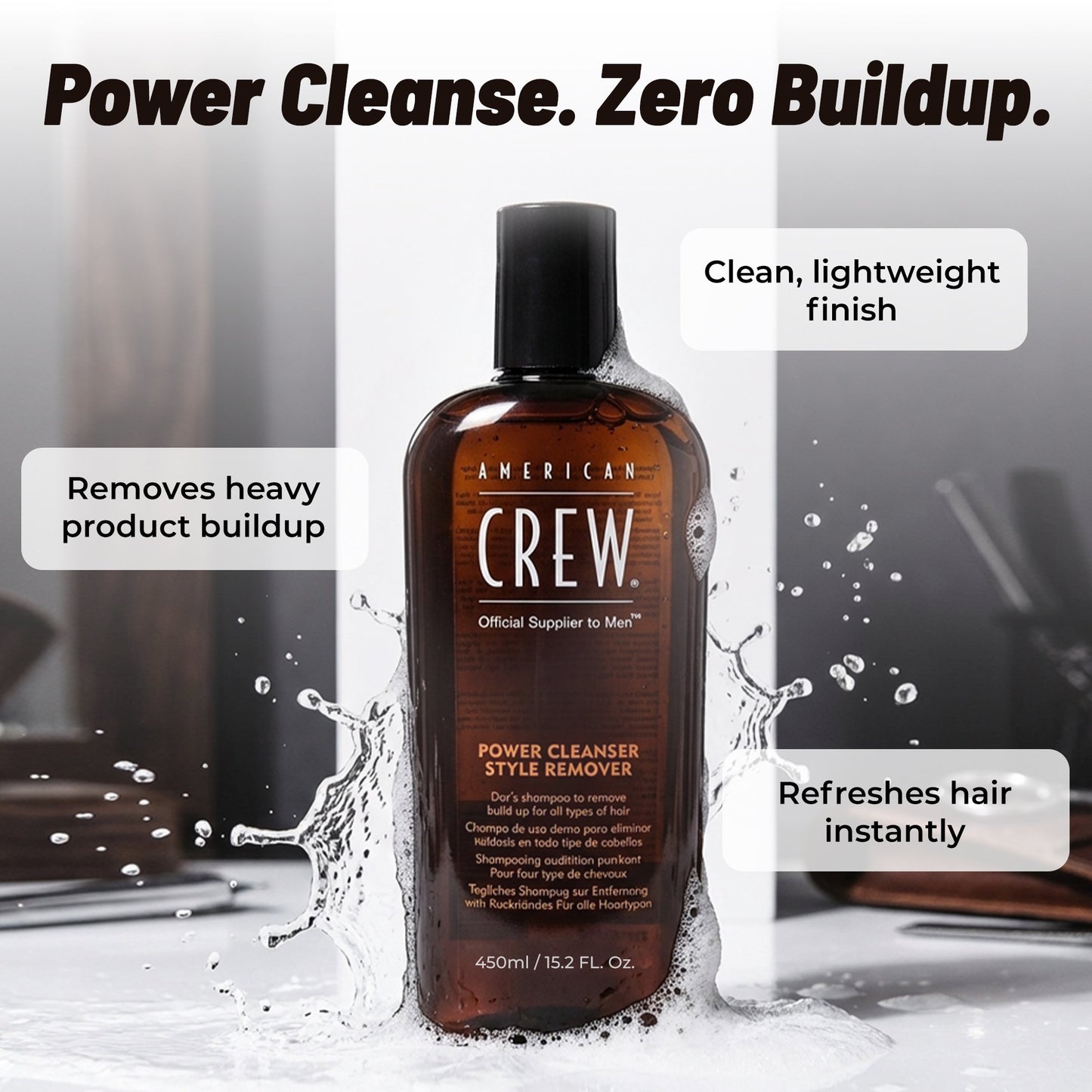 American Crew Power Cleanser Shampoo 15.2 oz – Deep Cleansing Style Remover for Men