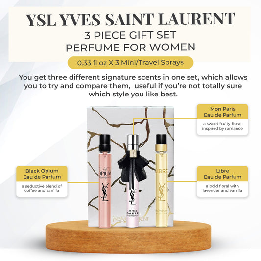 Yves Saint Laurent Perfume for Women EDP Mini Fragrance Travel Spray Gift Set (3 x 0.33 fl oz)