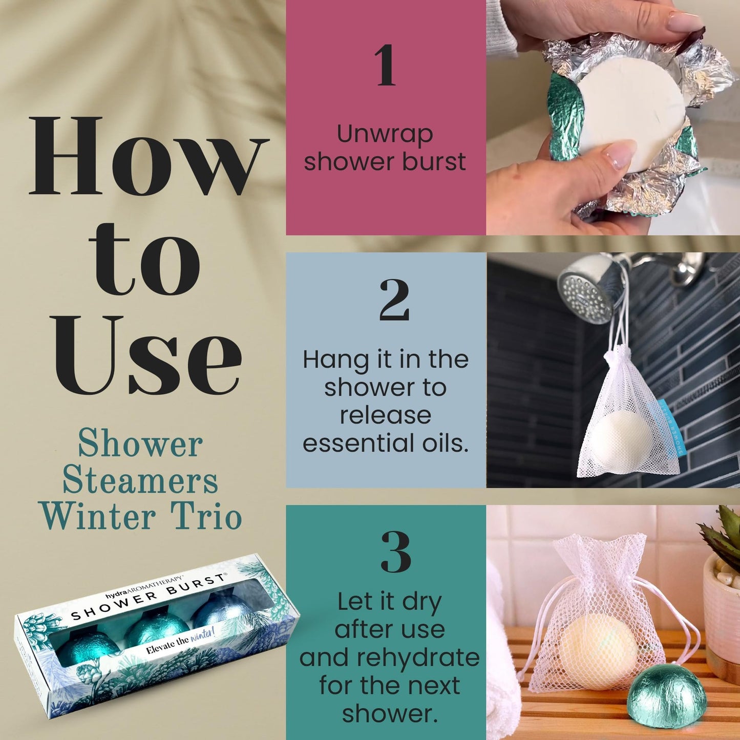 hydraAromatherapy Gift for Women Shower Steamers - Winter Trio