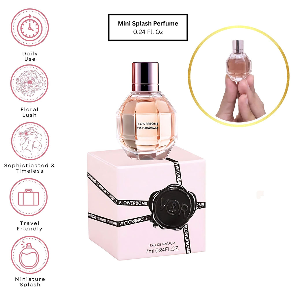 Viktor & Rolf Flowerbomb Eau de Parfum for Women – Mini Travel Splash (0.24 oz / 7 ml)