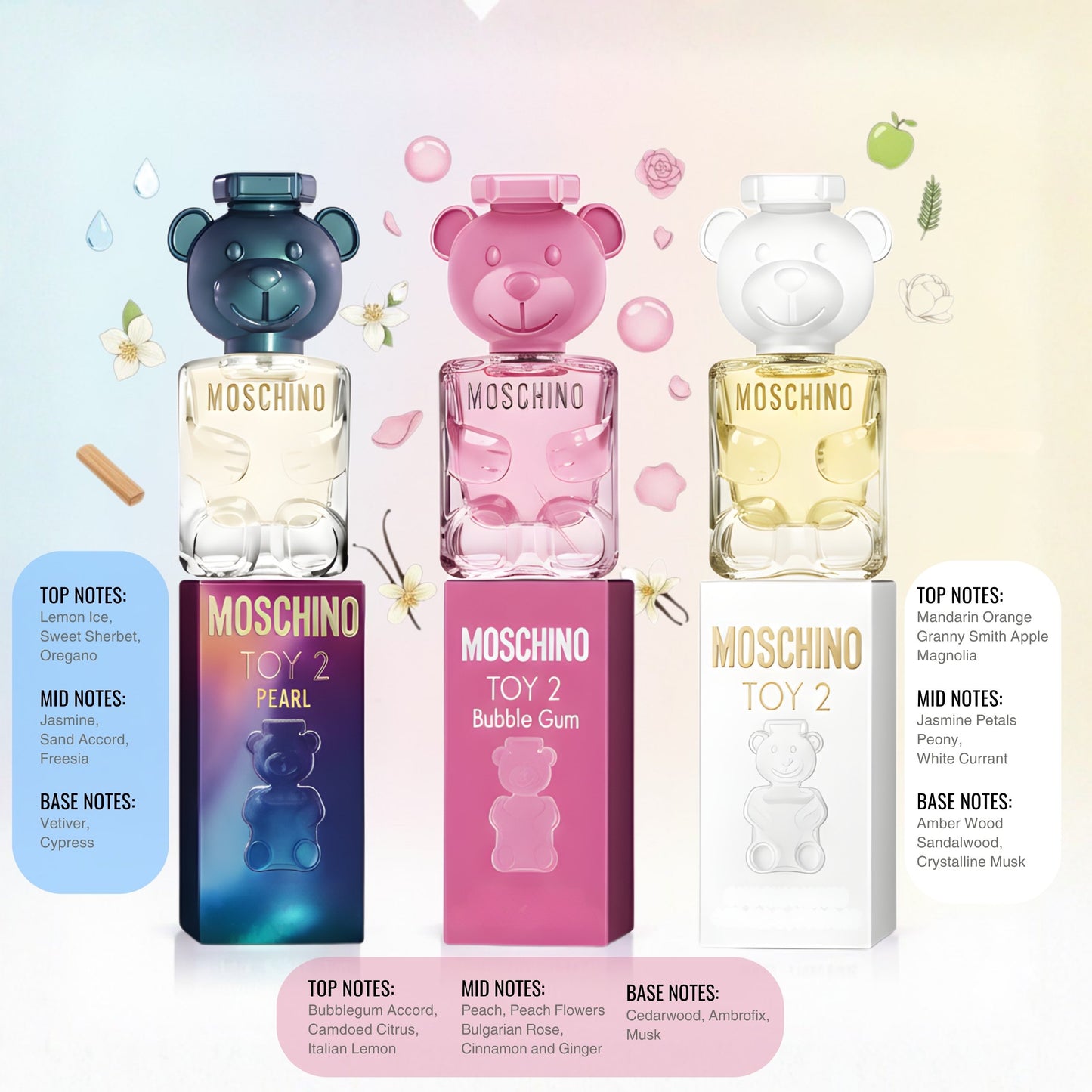 Moschino Toy 2 Trio Mini Fragrance Set - 3 x 5ml (Toy 2, Bubble Gum, Pearl)