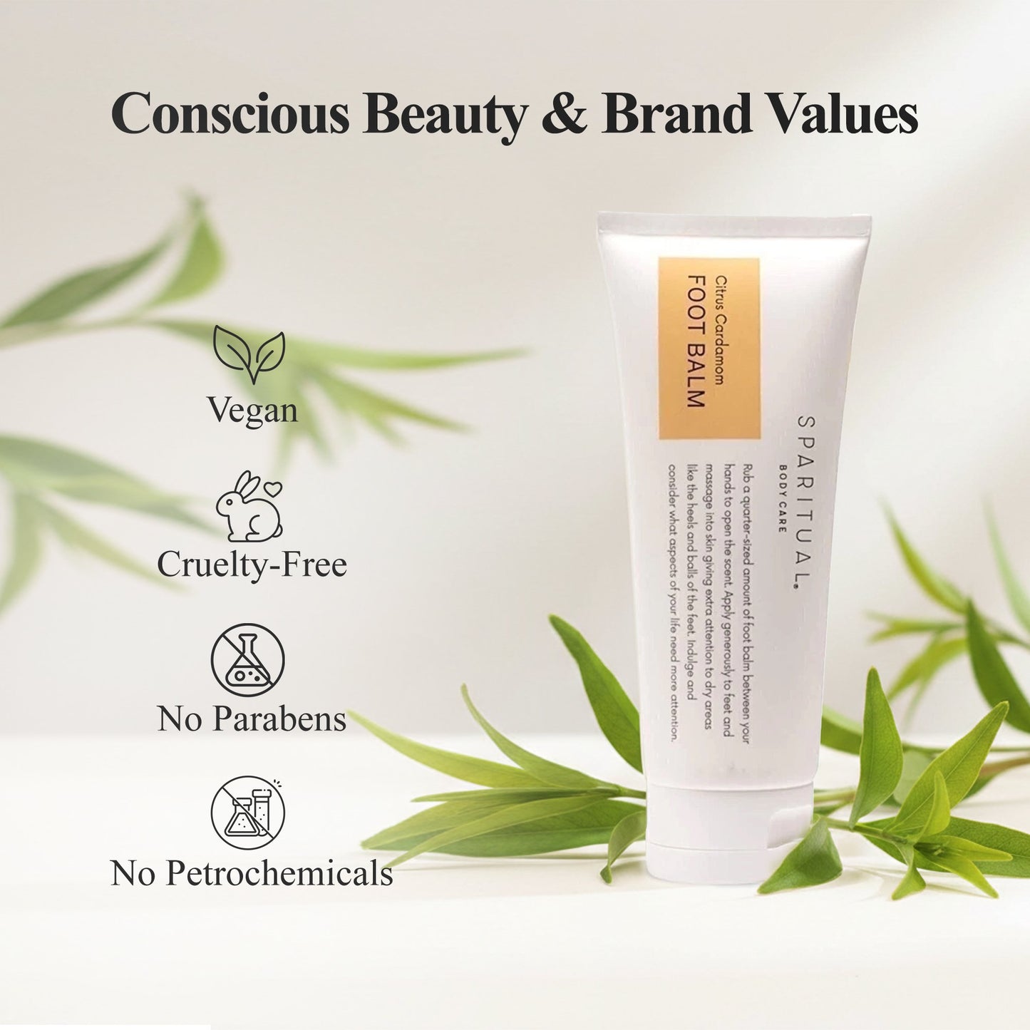 SpaRitual Citrus Cardamom Vegan Foot Balm For Dry Feet | 3.4oz | Natural, Hydrating, Soothing, Softening With Aloe Vera, Papaya Extract, Shea Butter