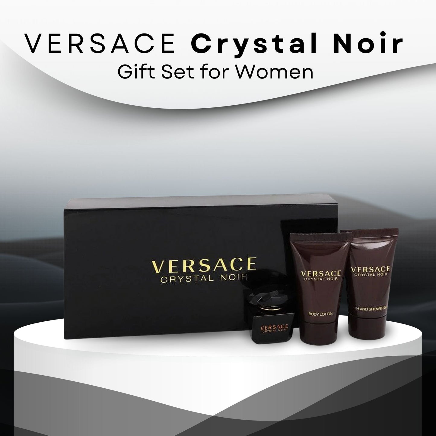 Versace Crystal Noir Perfume for Women Mini EDT 3 Piece Gift Set