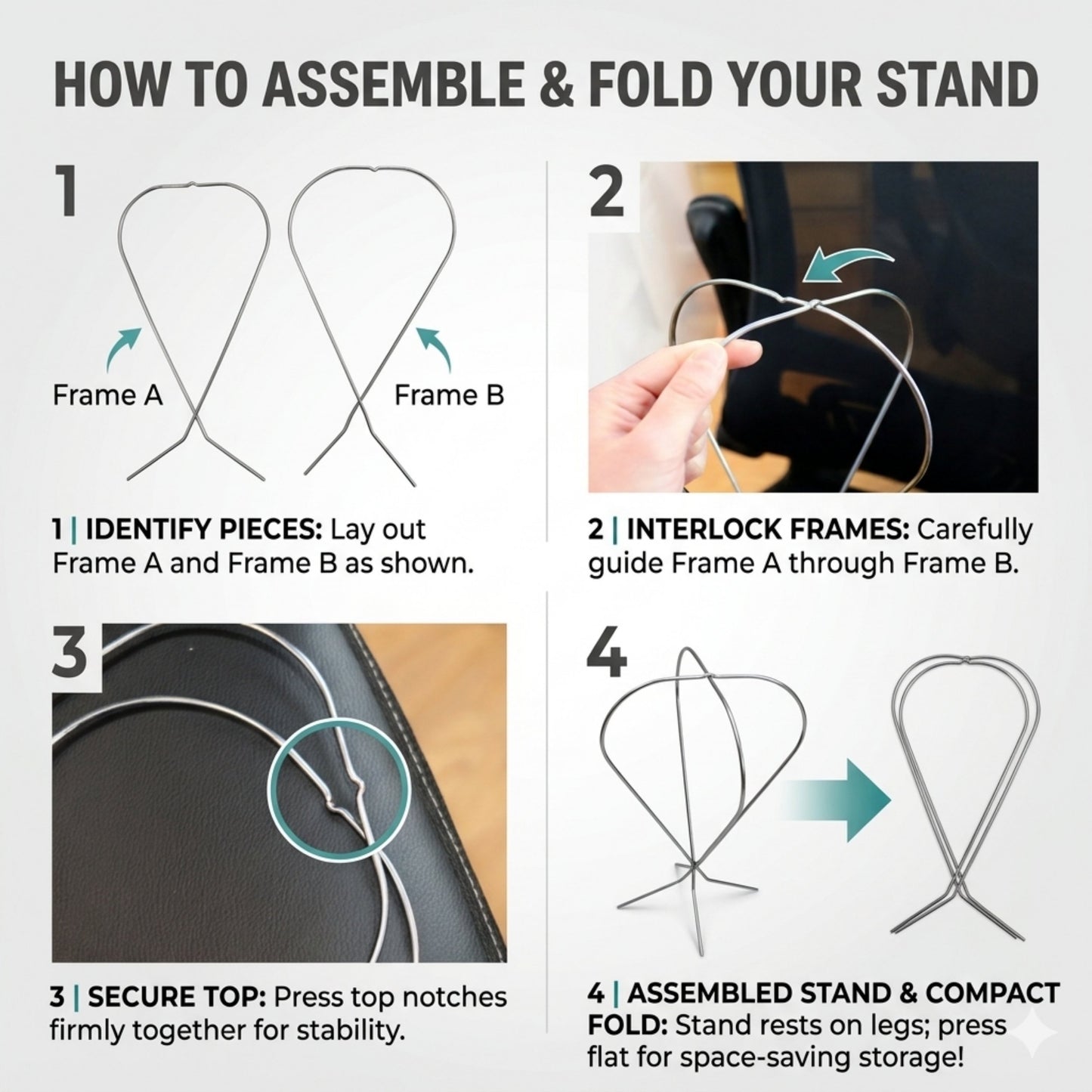 Jon Renau Metal Wire Wig Stand – Foldable Wig Holder