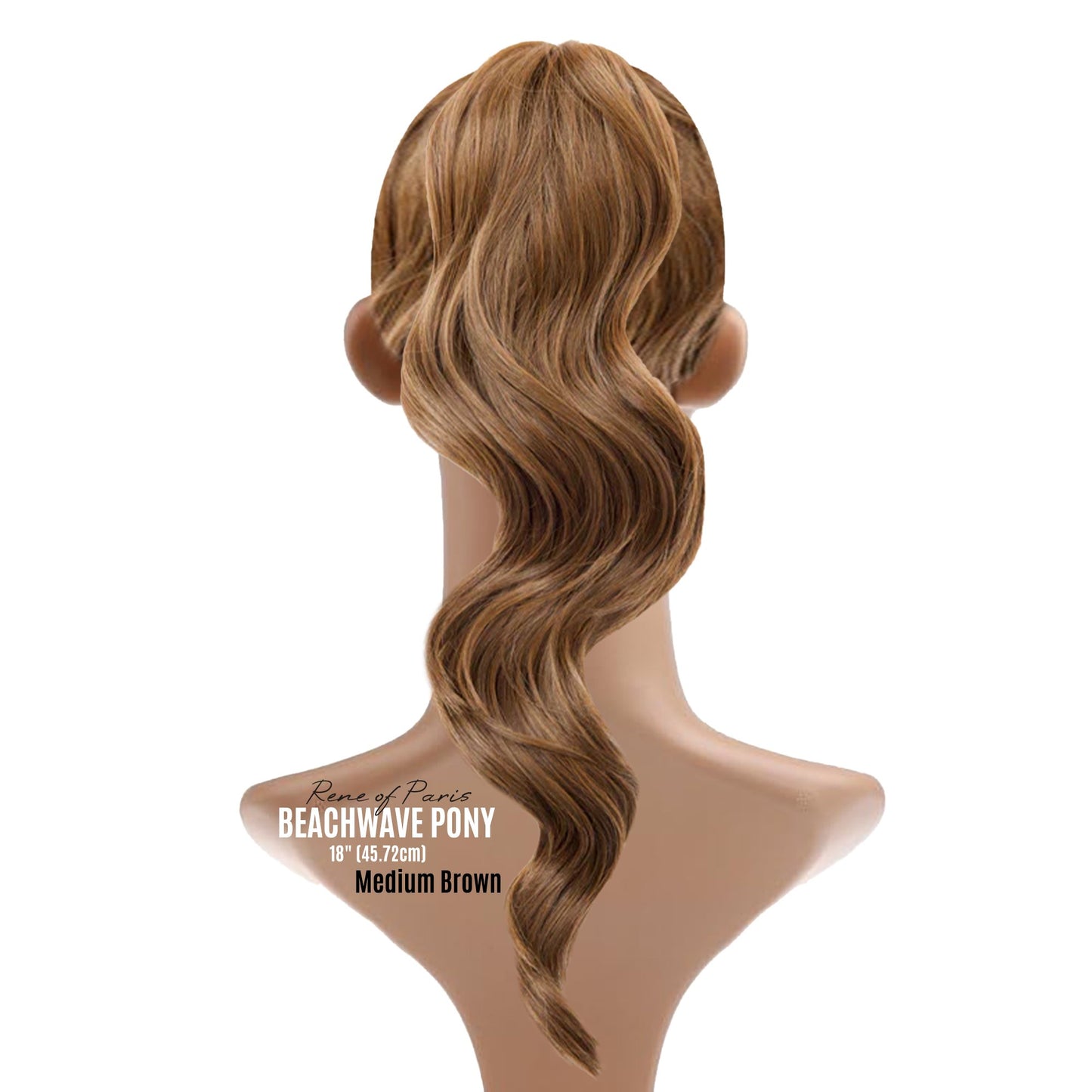 Rene of Paris Beachwave Ponytail Hair Extension – Medium Brown Synthetic Clip-In