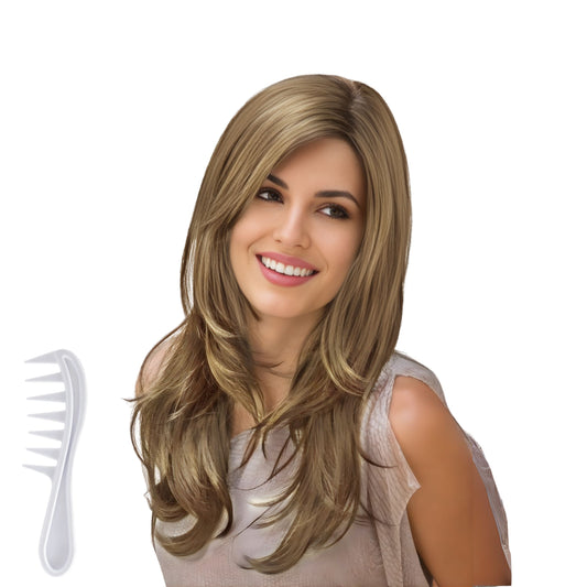 Noriko Angelica Partial Monofilament Wig (Mochaccino-R) + Wig Lift Comb – Rene of Paris Synthetic Wig Bundle