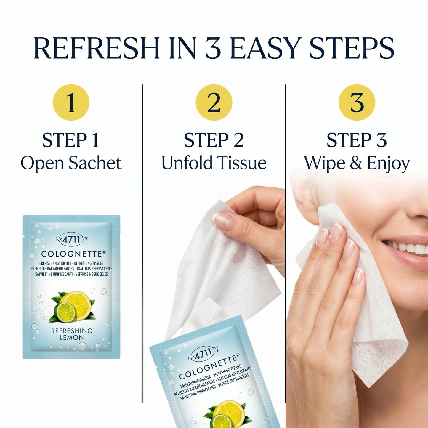 Muelhens 4711 Colognette Refreshing Lemon Scented Tissue for Unisex, Box Of 20 Count