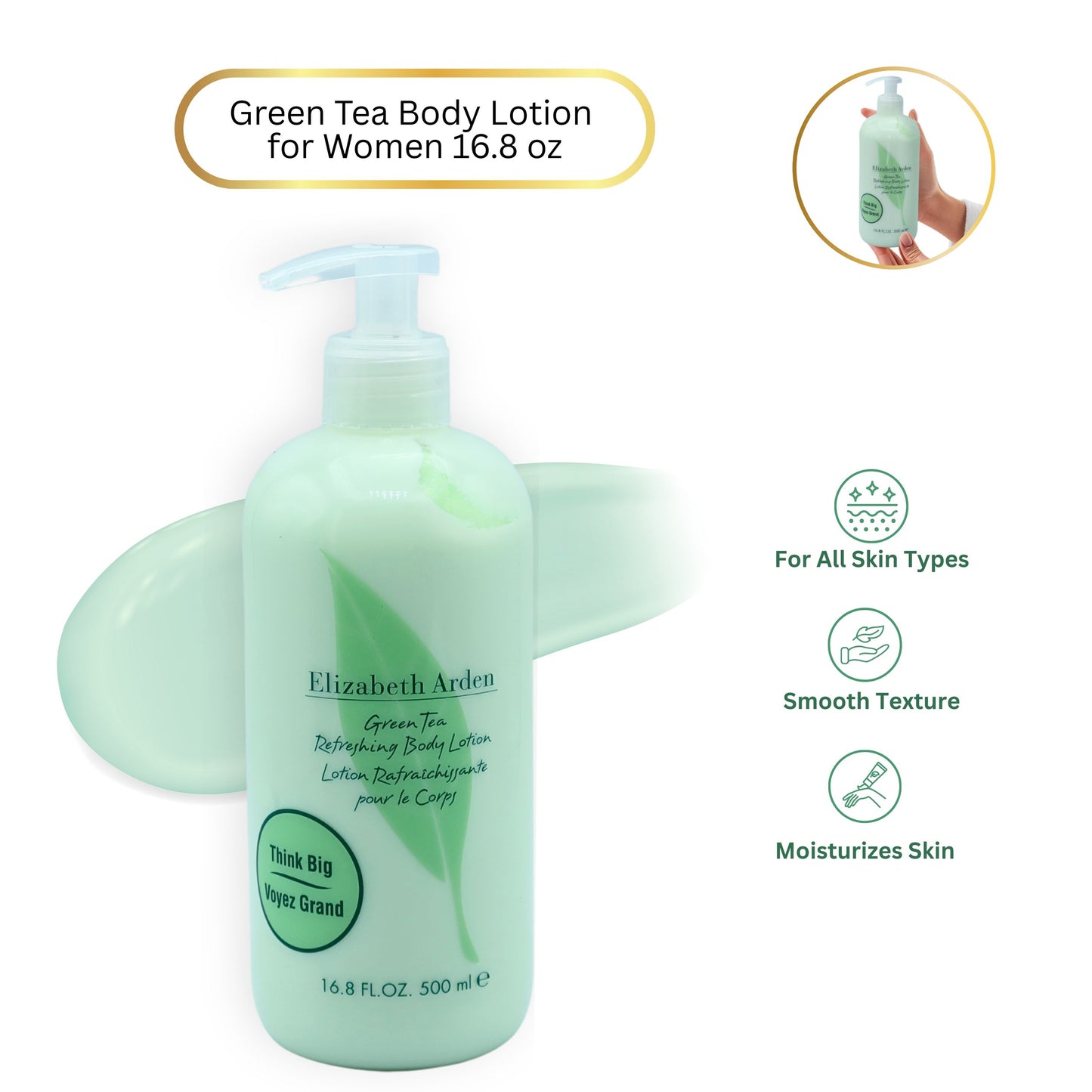 Elizabeth Arden Green Tea Body Lotion – Scented Moisturizing Lotion (16.9 oz)