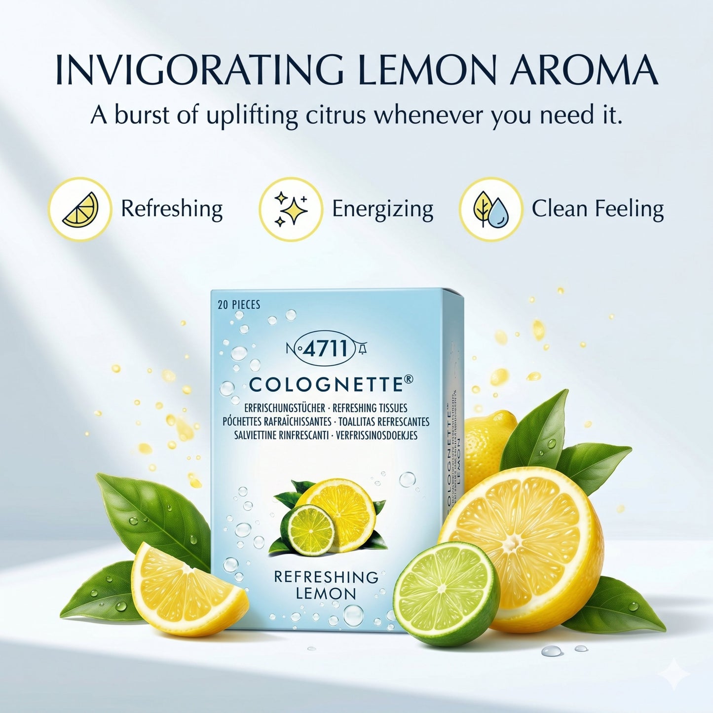 Muelhens 4711 Colognette Refreshing Lemon Scented Tissue for Unisex, Box Of 20 Count