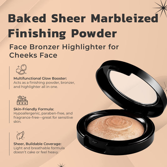 Baked Sheer Marbleized Finishing Powder – Face Bronzer & Highlighter, 0.37 oz