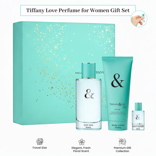 Tiffany & Co. Love Perfume Gift Set for Women – 3 oz EDP, 0.17 oz Mini, 3.3 oz Body Lotion