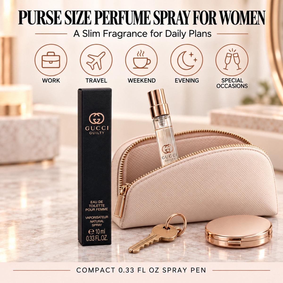 Gucci Guilty Perfume for Women Travel Spray Pour Femme EDT 0.33 Fl Oz