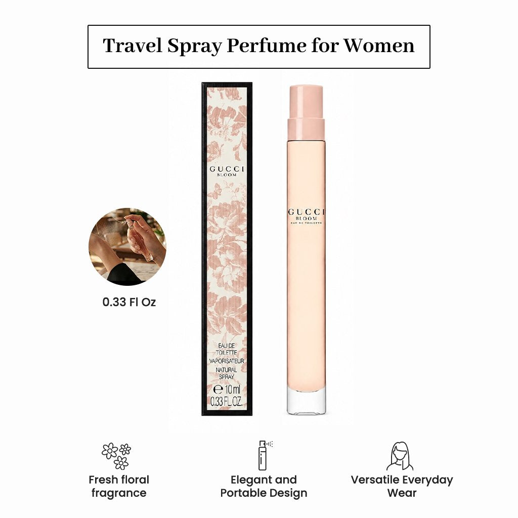 Gucci Perfume for Women Bloom Eau de Toilette Mini Spray 0.33 fl oz, Travel Size Perfume for Women, Ideal for On-the-Go Elegance and Sophistication