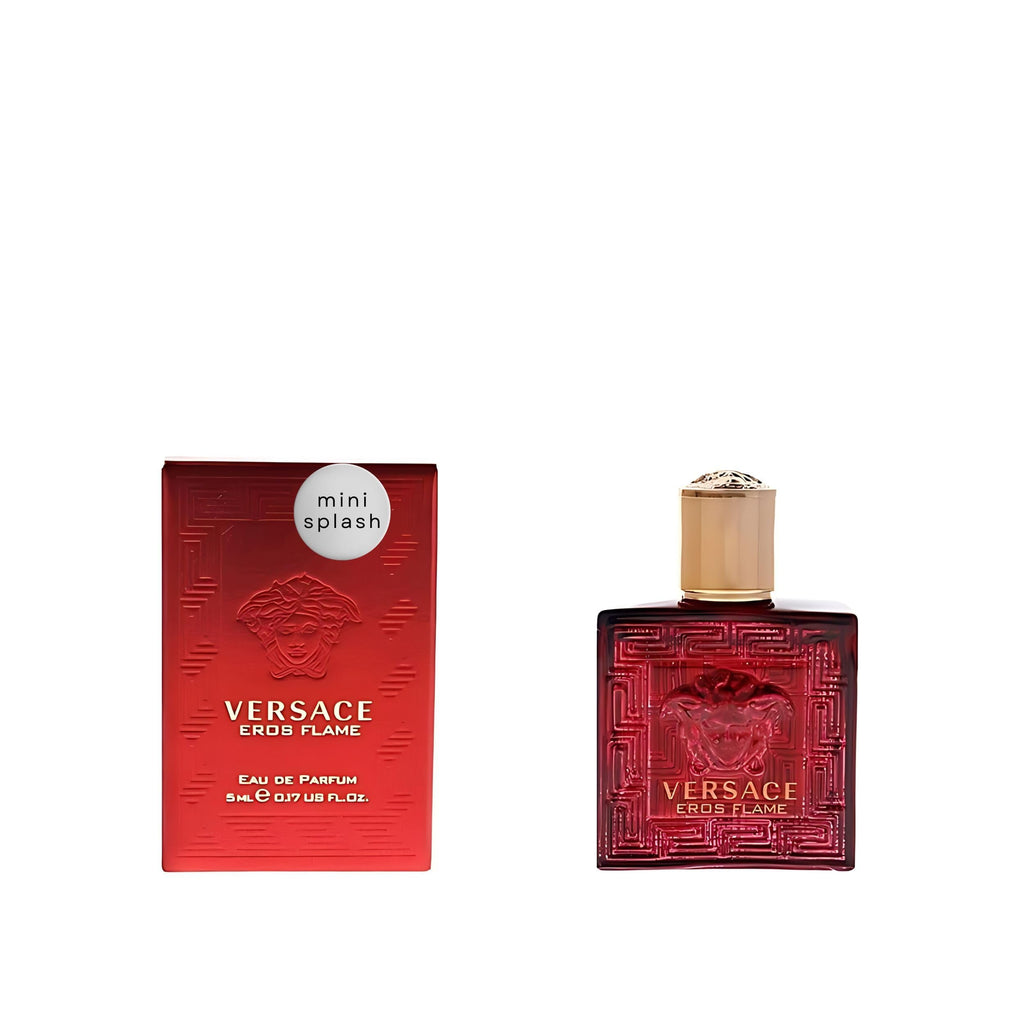 Versace Eros Flame Eau de Parfum Mini Splash for Men – 0.17 oz Travel Size