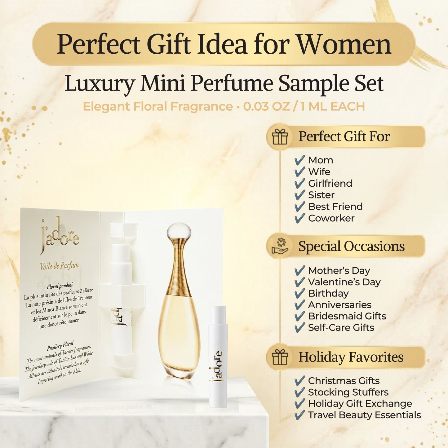 2 Christian Dior J'adore Voile De Parfum Spray Sample Vial .03 Oz/1 Ml Each