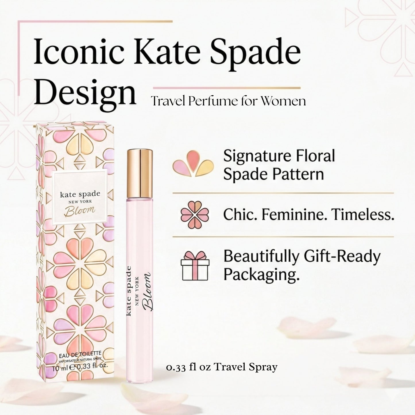 Kate Spade Bloom Eau de Toilette Travel Spray for Women – 10 ml Mini Perfume