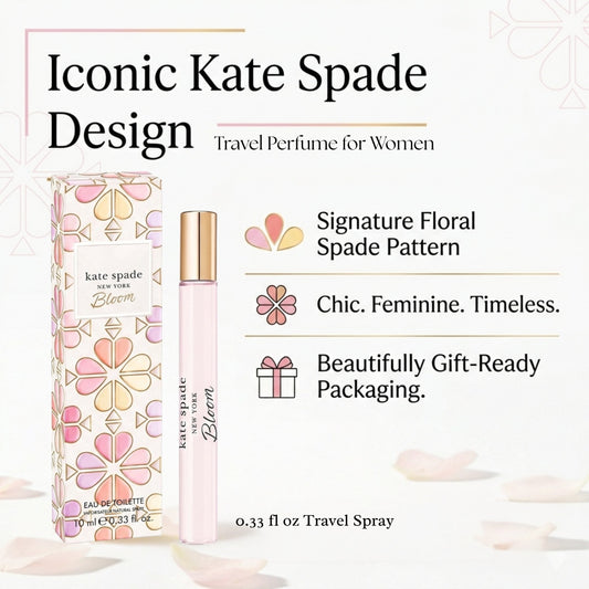 Kate Spade Bloom Eau de Toilette Travel Spray for Women – 10 ml Mini Perfume