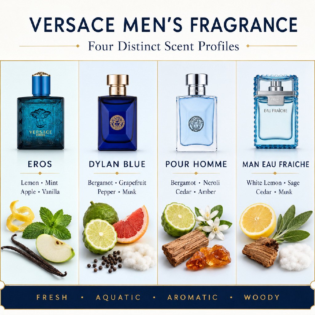 Versace Cologne for Men Variety 4 Piece Mini EDT Travel Splash 0.17 Ounce