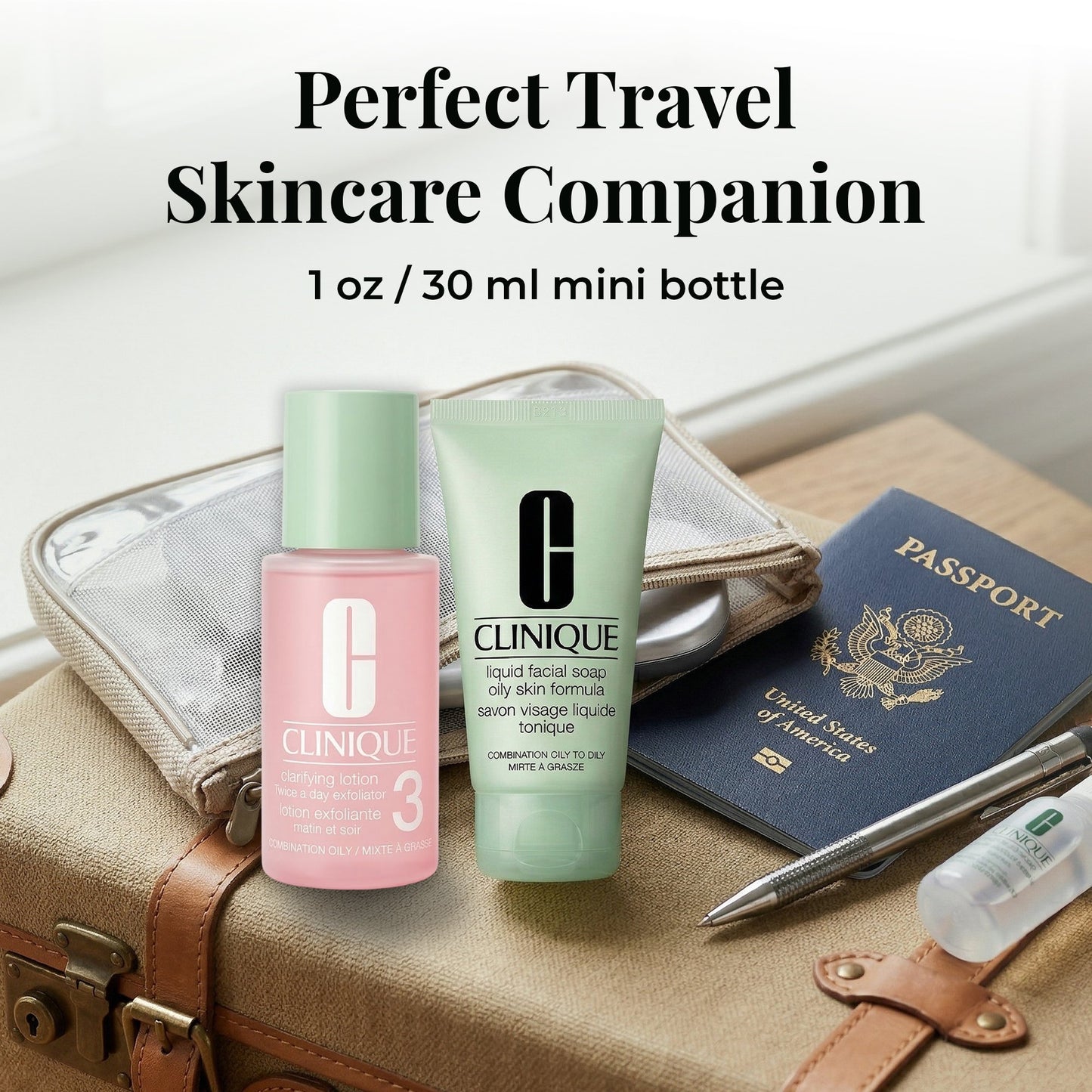 Clinique Liquid Facial Soap Combination Oily Skin | 3-Step System | 1 oz Travel Size