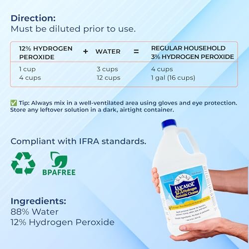 Lucasol Food Grade Hydrogen Peroxide 12% Percent - 1 Gallon (128 Fl Oz)