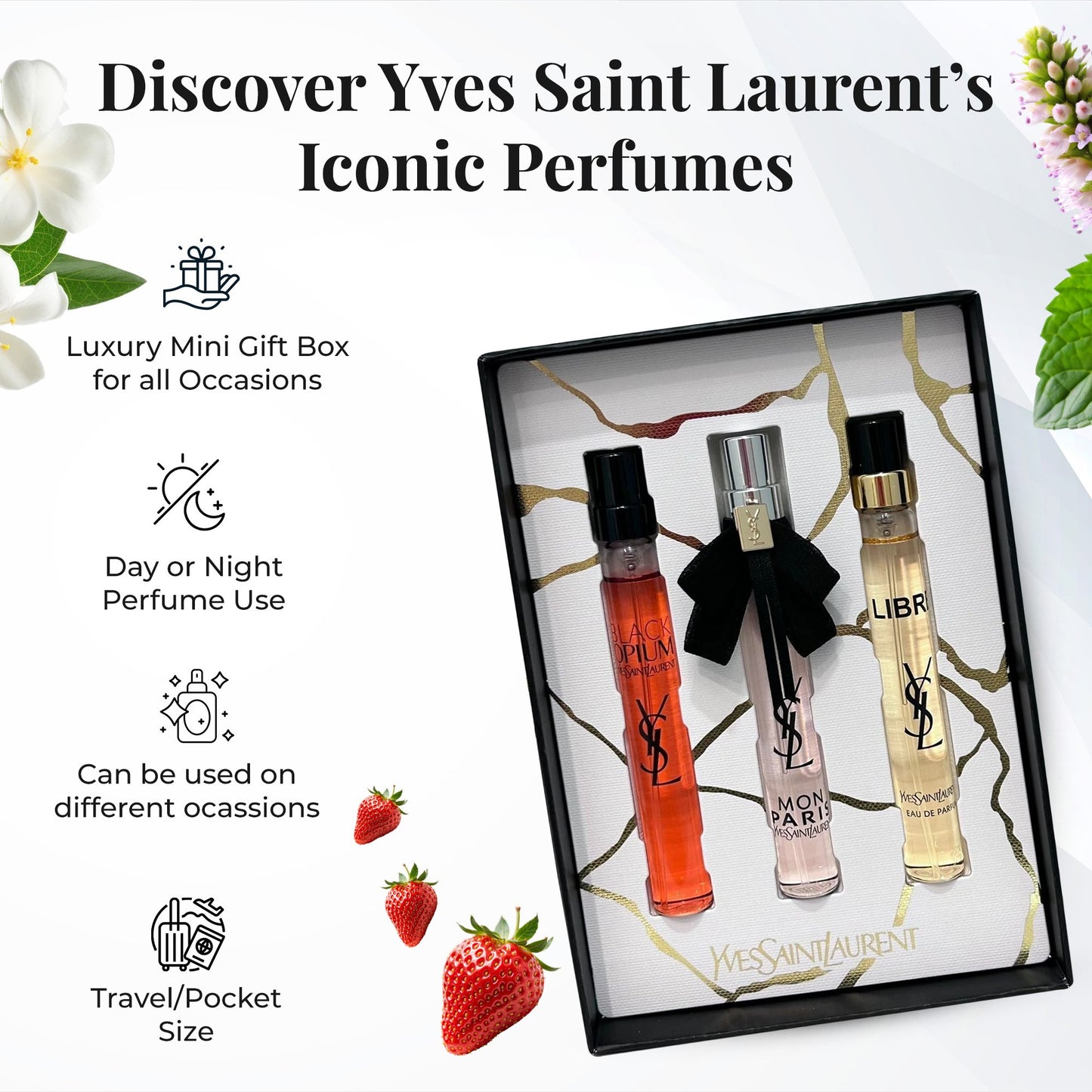 Yves Saint Laurent Perfume for Women EDP Mini Fragrance Travel Spray Gift Set (3 x 0.33 fl oz)