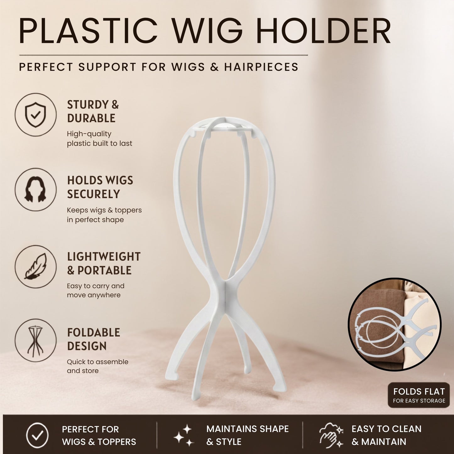 Jon Renau Sturdy and Collapsible Wig Holder