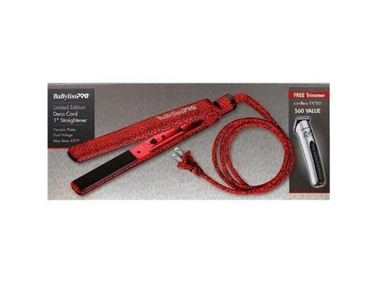 Babyliss Pro Deco Cord 1" Red Leopard Flat Iron & Forfex FX760 Cordless Trimmer