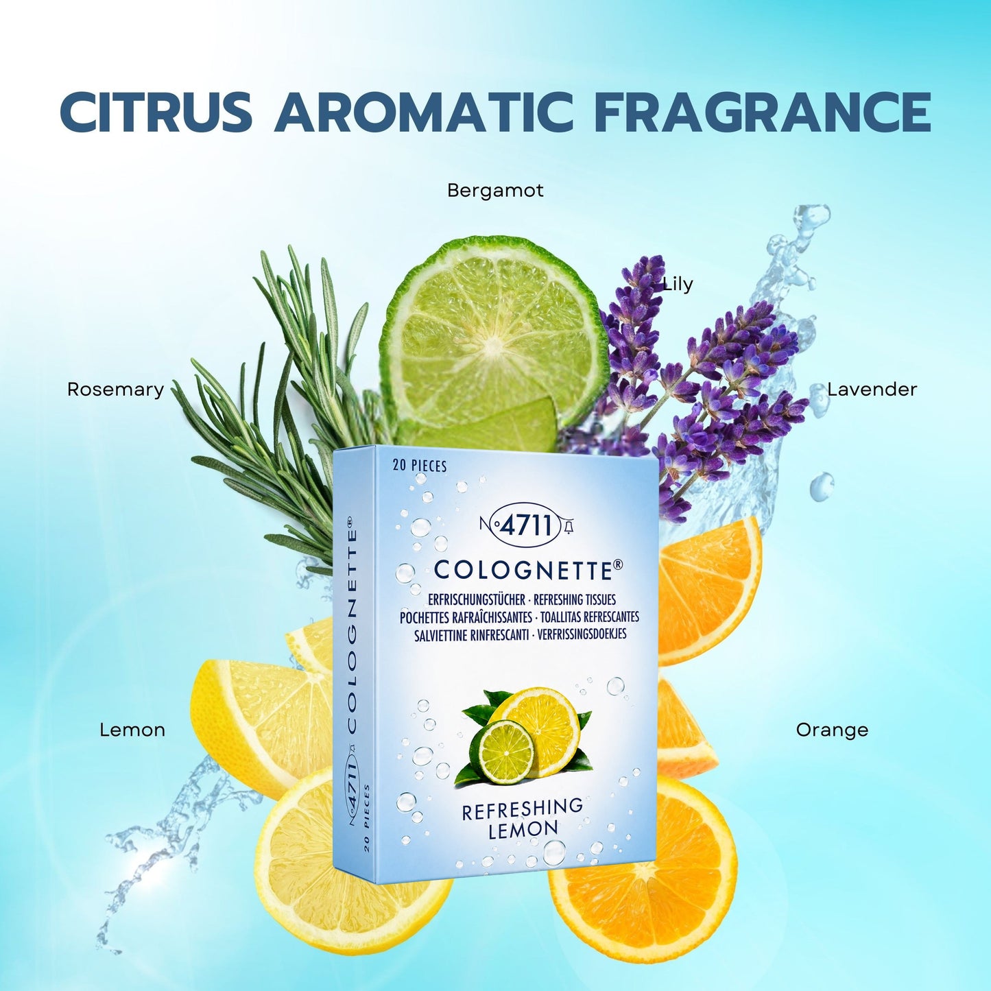 Muelhens 4711 Colognette Refreshing Lemon Scented Tissue for Unisex, Box Of 20 Count