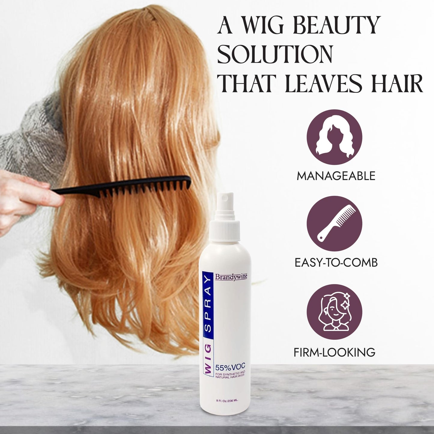 Brandywine Non-Aerosol Wig Spray for Synthetic and Natural Hair Wigs (3 Pack)