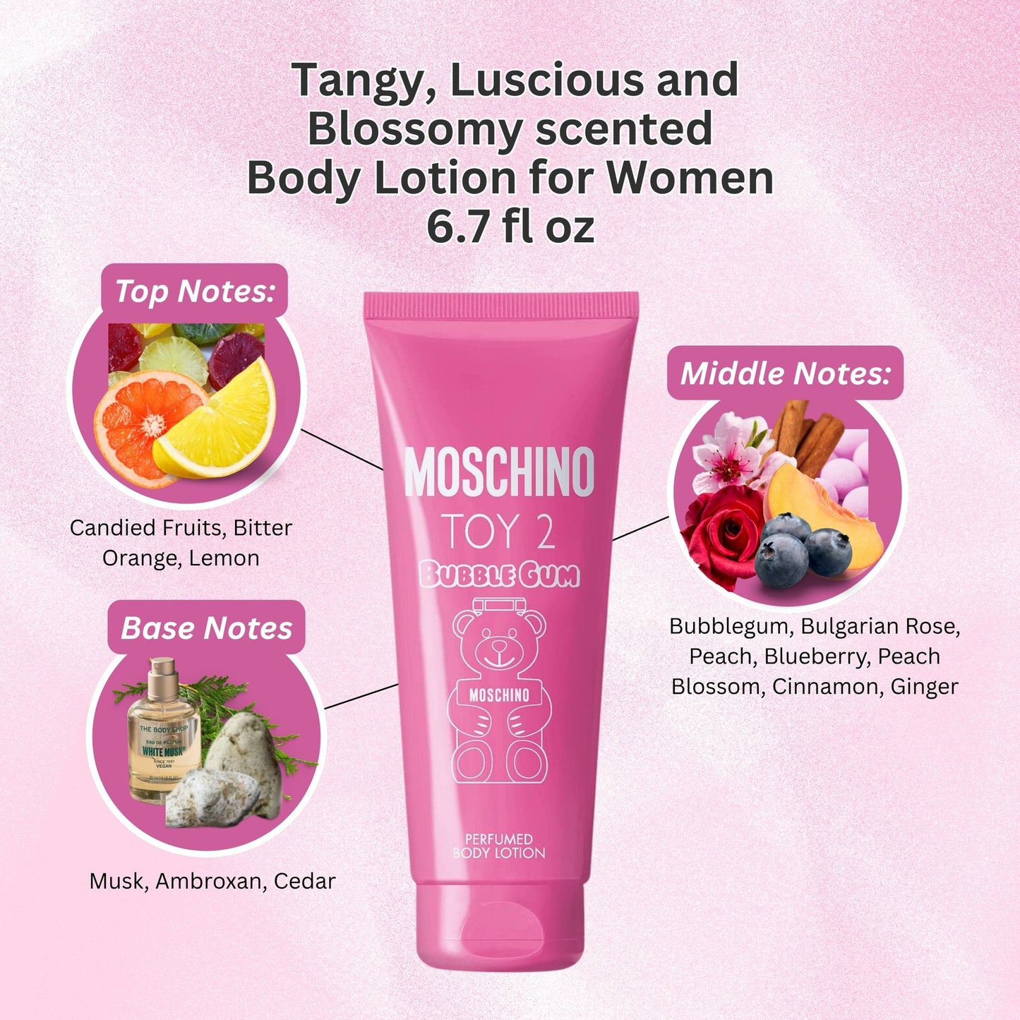 Moschino Toy 2 Bubble Gum Perfumed Body Lotion – Hydrating Scented Lotion (6.7 oz)