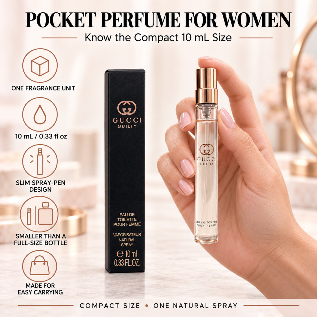 Gucci Guilty Perfume for Women Travel Spray Pour Femme EDT 0.33 Fl Oz