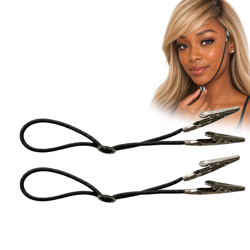 Wig Chin Strap, Soft Elastic, Strong Grip, Secures Wigs for Styling, Cutting & Brushing - Pack of 2