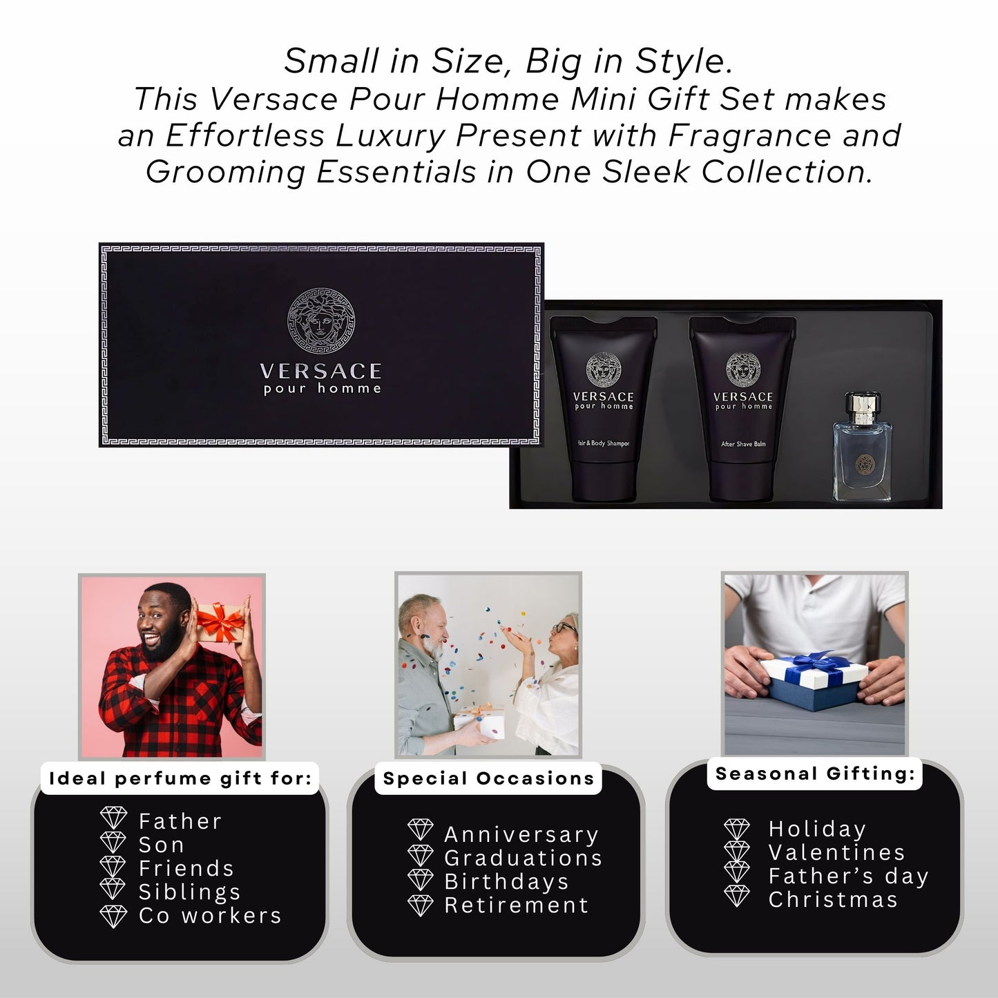 Versace Pour Homme for Men, 3 Piece Mini Gift Set