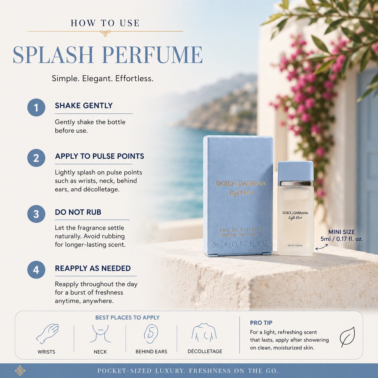 Dolce & Gabbana Light Blue Perfume for Women Mini EDT Splash 0.17 oz / 5 ml