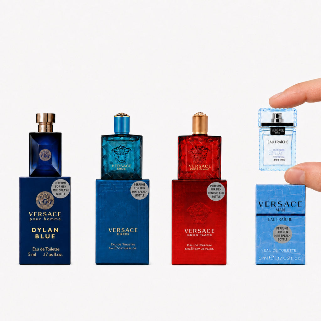 Versace 4 Piece Mini Fragrance Gift Set for Men – Eau de Toilette Collection (5 ml Each)
