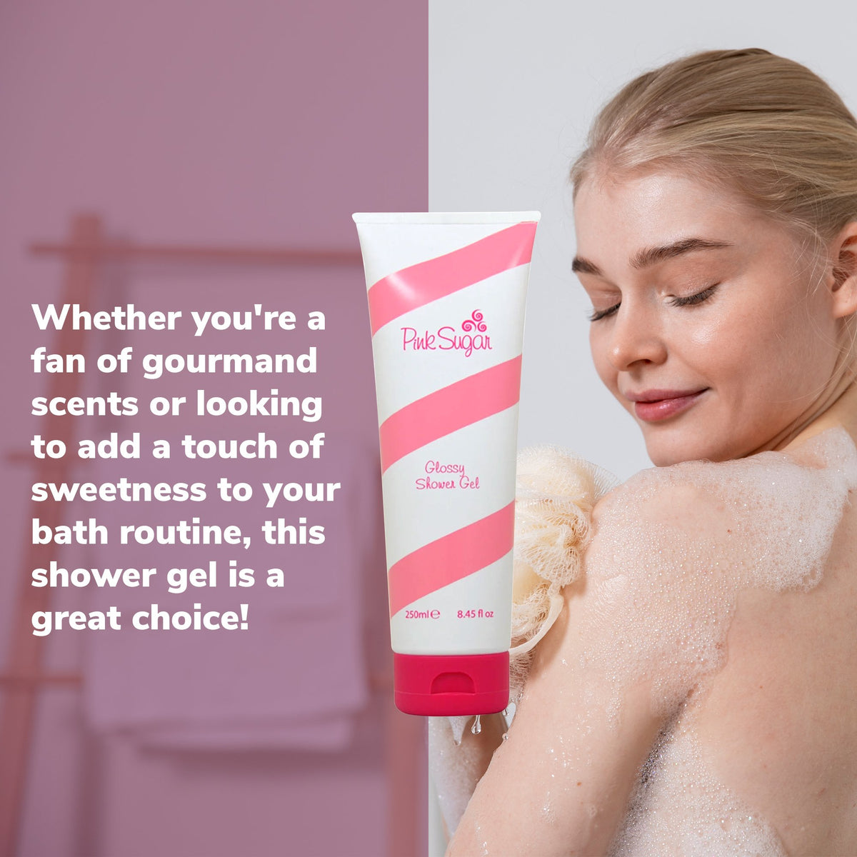 Aquolina Pink Sugar Glossy Shower Gel for Women – Scented Body Wash (8.45 oz)