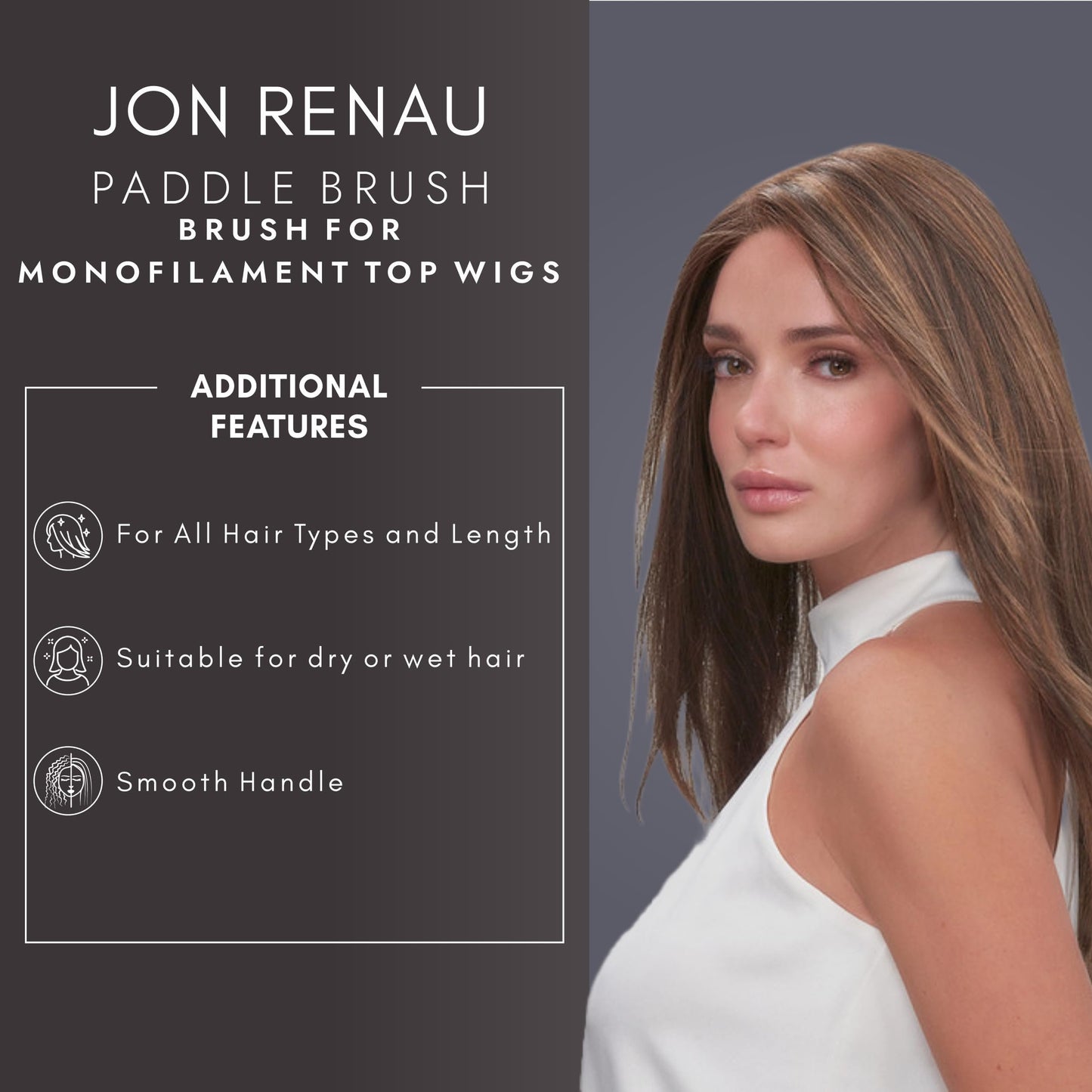Jon Renau Paddle Brush – Detangling Brush for Human Hair & Synthetic Wigs
