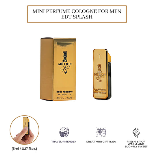 Paco Rabanne 1-Million Eau de Toilette Splash , 0.17 Fl Oz
