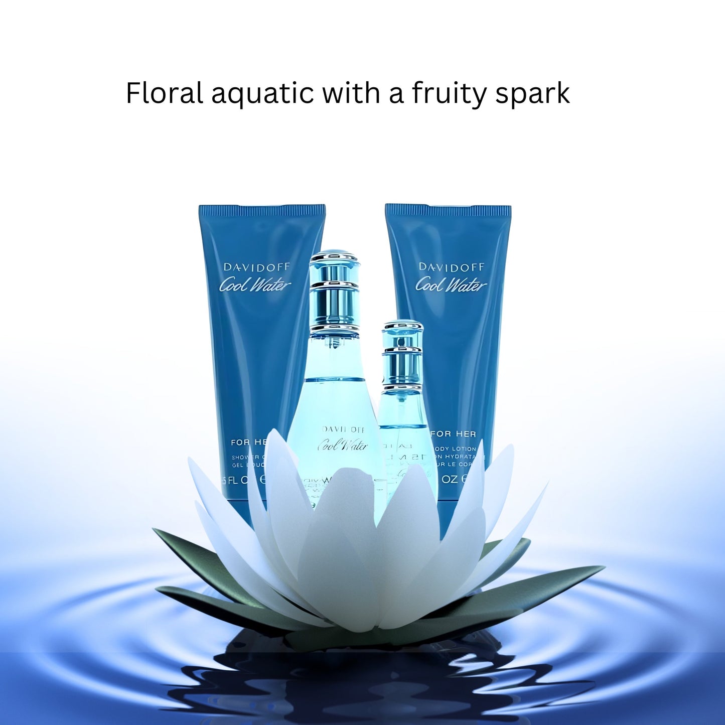 Cool Water for Women By Davidoff Perfume Gift Set- 4Pcs
