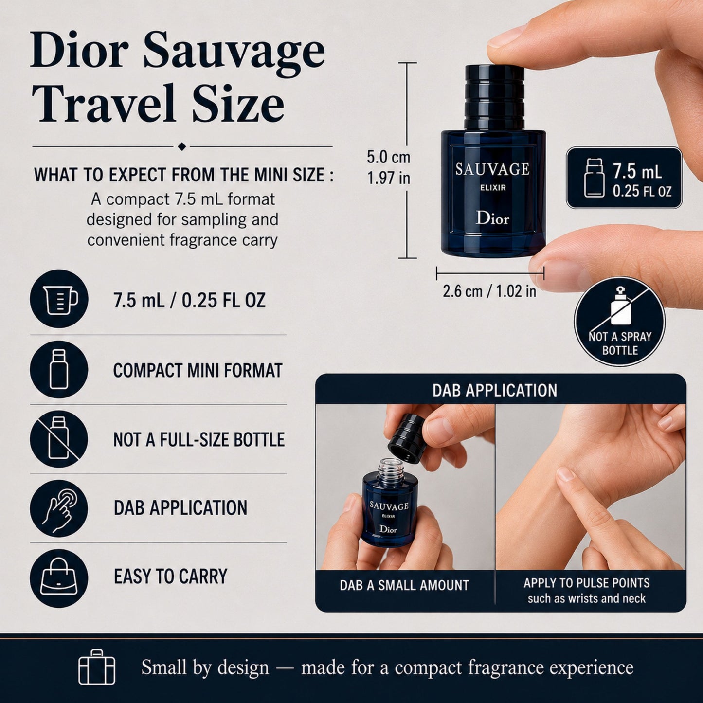 Dior Sauvage Elixir 0.25 Fl Oz / 7.5 mL Deluxe Travel Size Mini Bottle