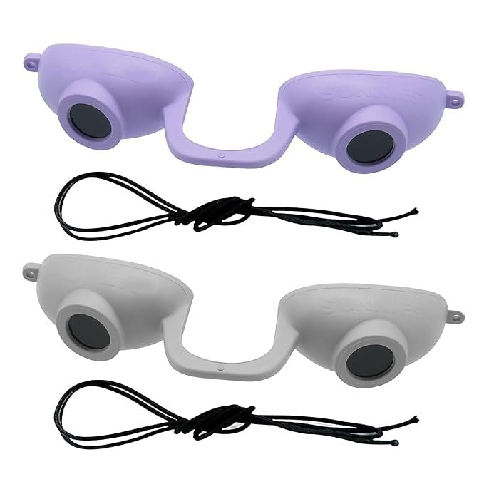 Super Sunnies EVO Flex UV Eye Protection Goggles (2 Pack) – FDA Compliant Tanning Bed & Red Light Therapy Glasses, Random Colors