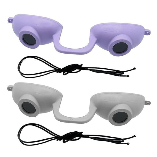 Super Sunnies EVO Flex UV Eye Protection Goggles (2 Pack) – FDA Compliant Tanning Bed & Red Light Therapy Glasses, Random Colors