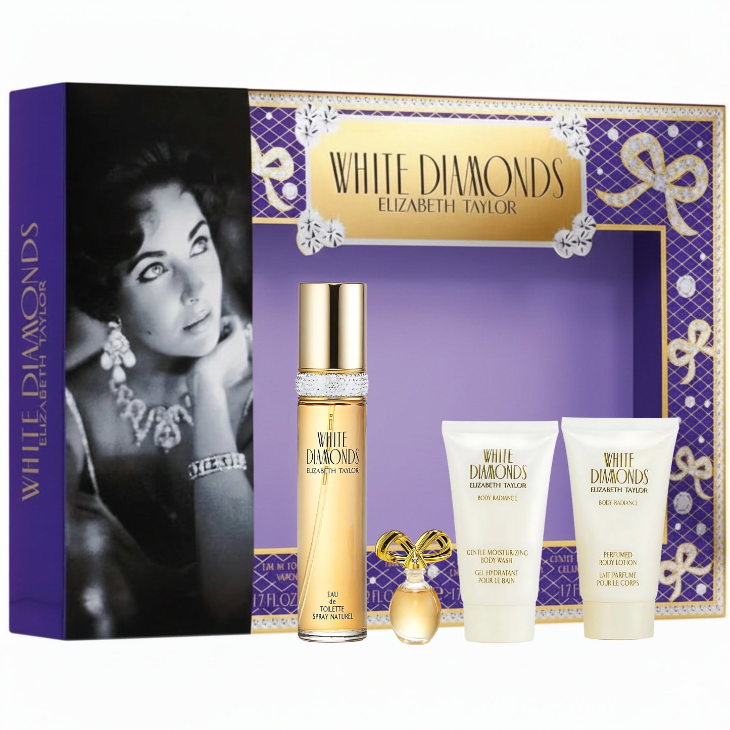 Elizabeth Taylor White Diamonds Perfume for Women Gift Set - 4 PC 1.7 Fl. oz
