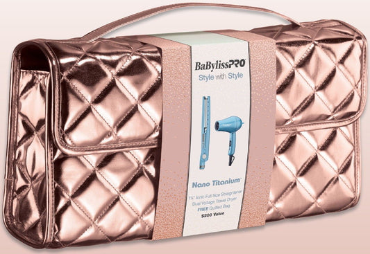 Babyliss Pro Nano Titanium 1 1/4" Ionic Straightener, Dual Voltage Travel Dryer