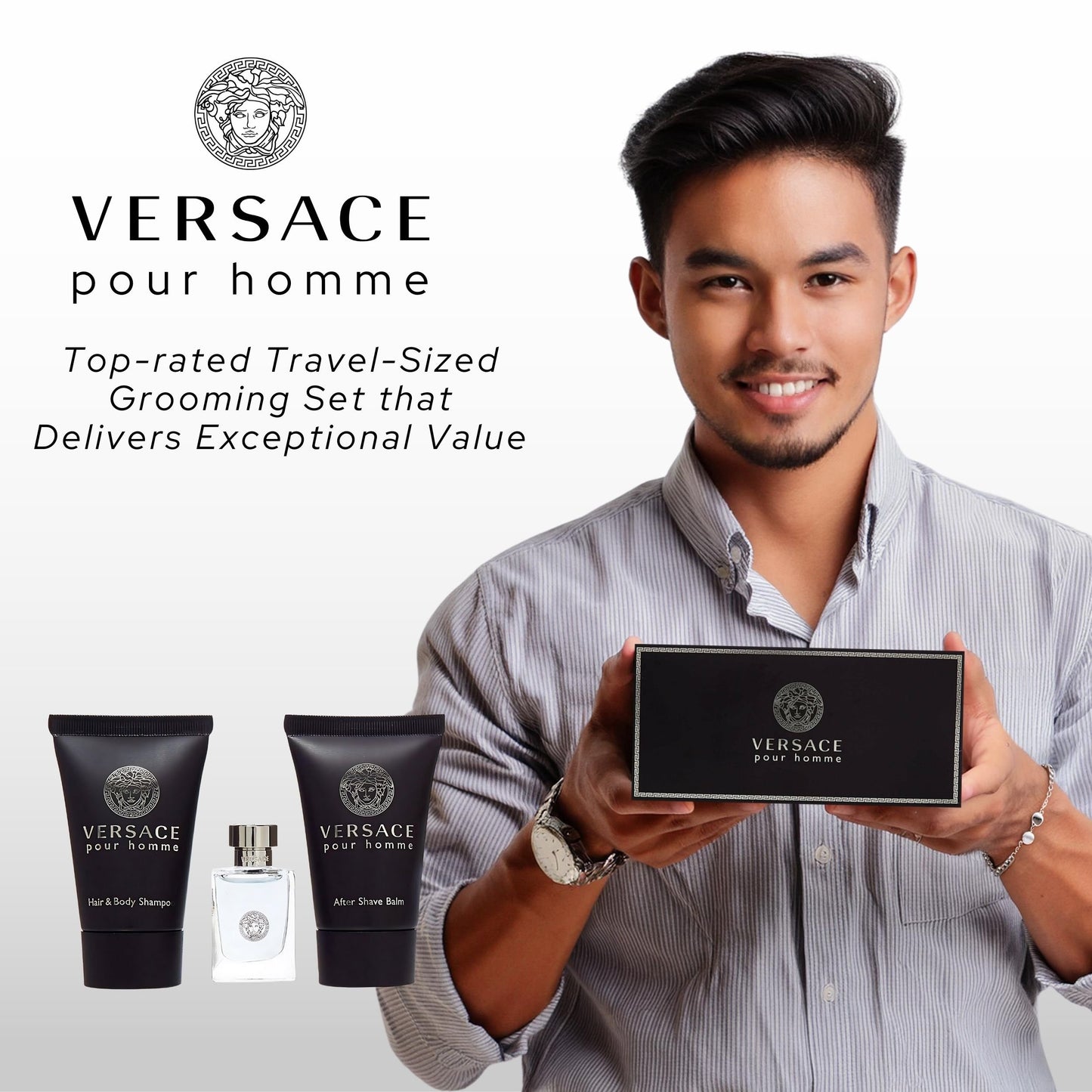 Versace Pour Homme for Men, 3 Piece Mini Gift Set