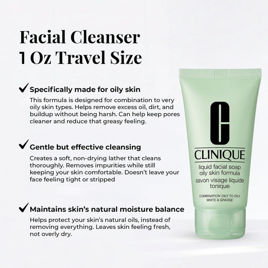 Clinique Liquid Facial Soap Oil Skin Formula Trial Travel 1 oz  Lot of 2, Mini