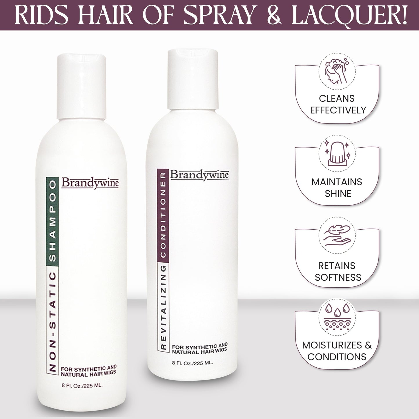 Brandywine Non-Static Shampoo & Conditioner Set for Wigs and Hairpieces