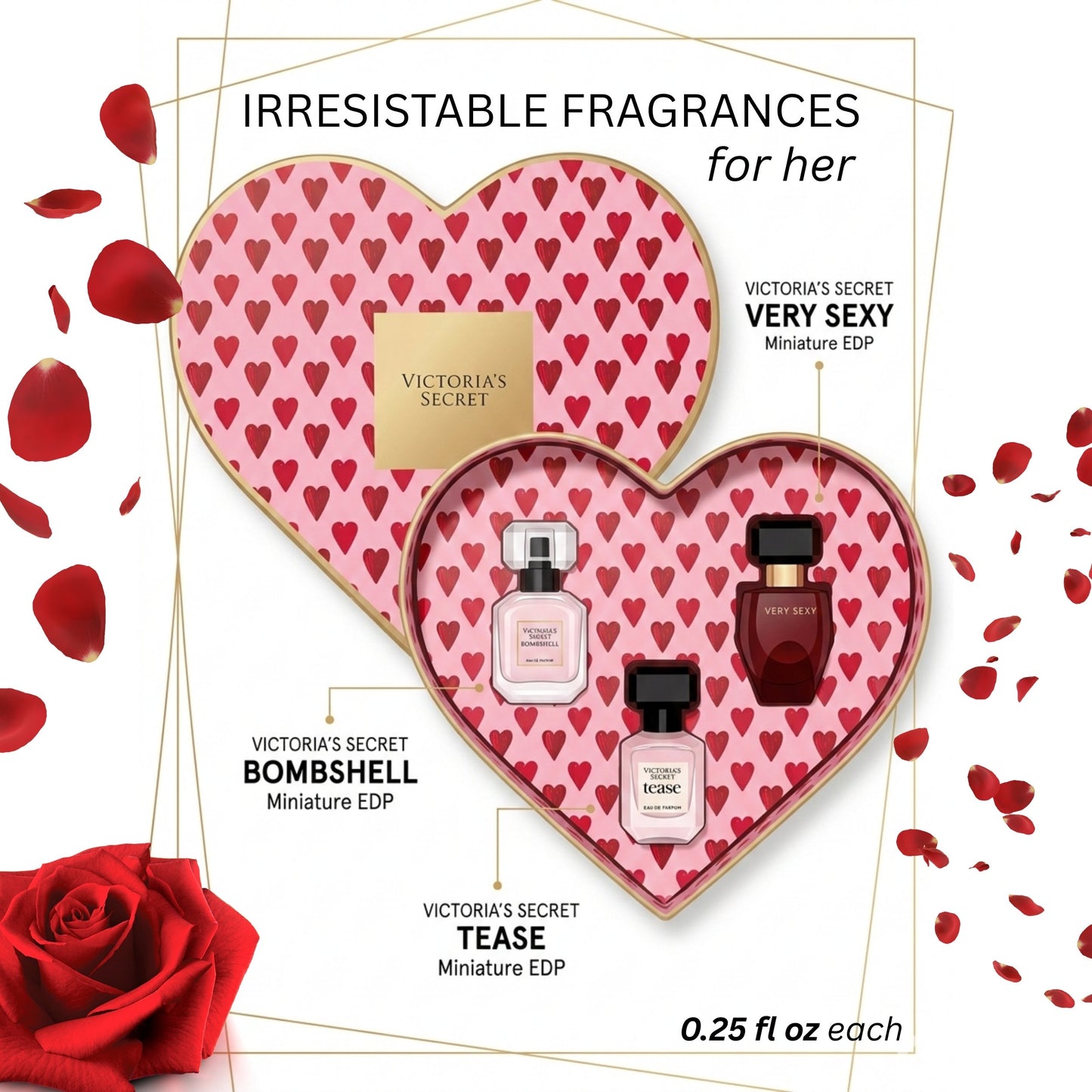 Victoria’s Secret Mini Perfume Gift Set for Women (3 Piece) – Travel Size Fragrance Collection 0.25 oz Each