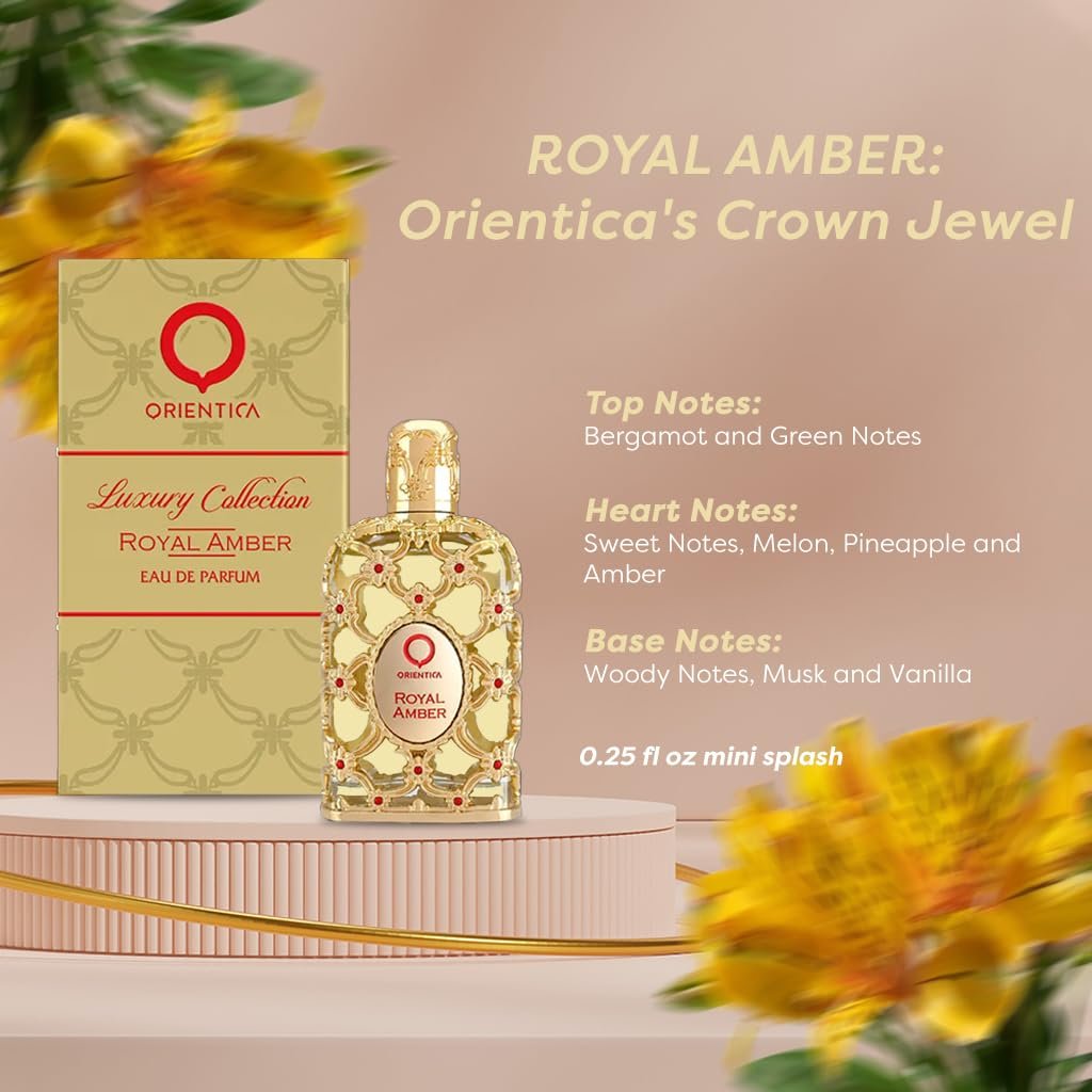 Orientica Luxury Collection 5 Piece Eau de Parfum Miniature Discovery Set for Unisex (Amber+Bleu+Velvet+Saffron+Rougue) 5x7.5ml